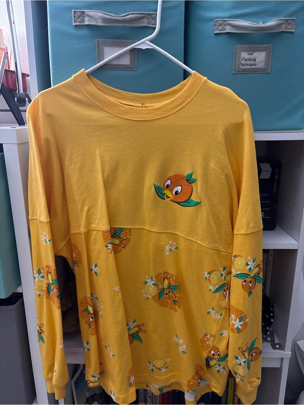 Mi Yellow Long-Sleeve Top with Orange Character Print